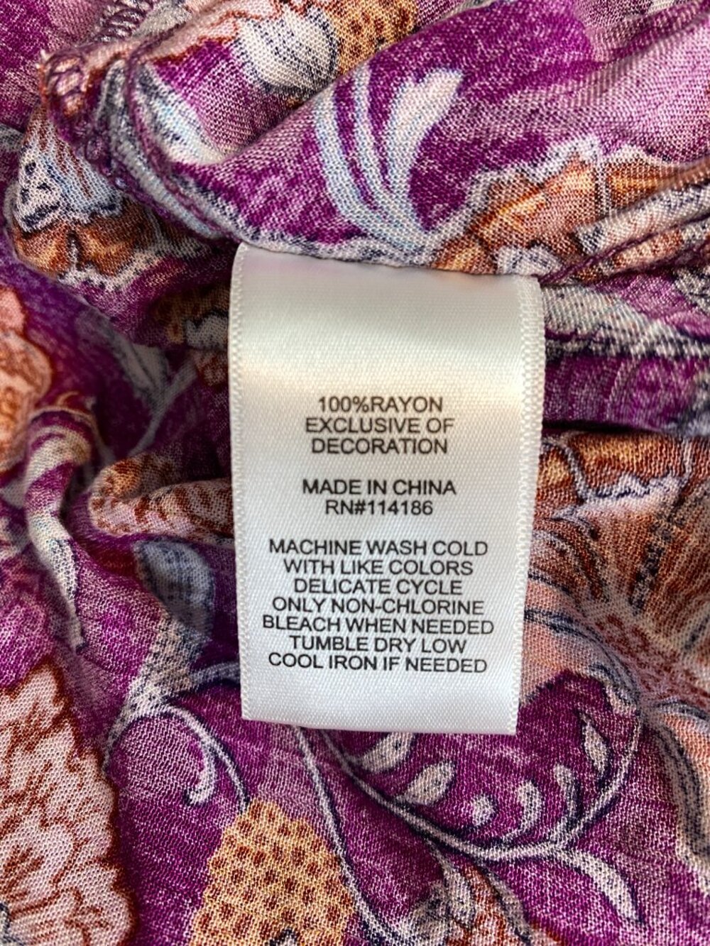 Frye & Co Purple Floral Boho Midi Dress Rayon 3/4 Sleeve Size Large Festival - Picture 4 of 6